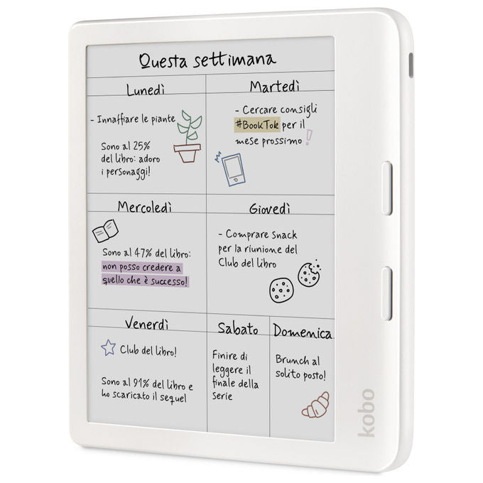 Kobo N428-KU-WH-K-CK Libra Colour eReader 7'' E Ink Kaleido 3 32 GB Wi-Fi Bluetooth IPX8 colore Bianco