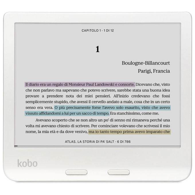 Kobo N428-KU-WH-K-CK Libra Colour eReader 7'' E Ink Kaleido 3 32 GB Wi-Fi Bluetooth IPX8 colore Bianco