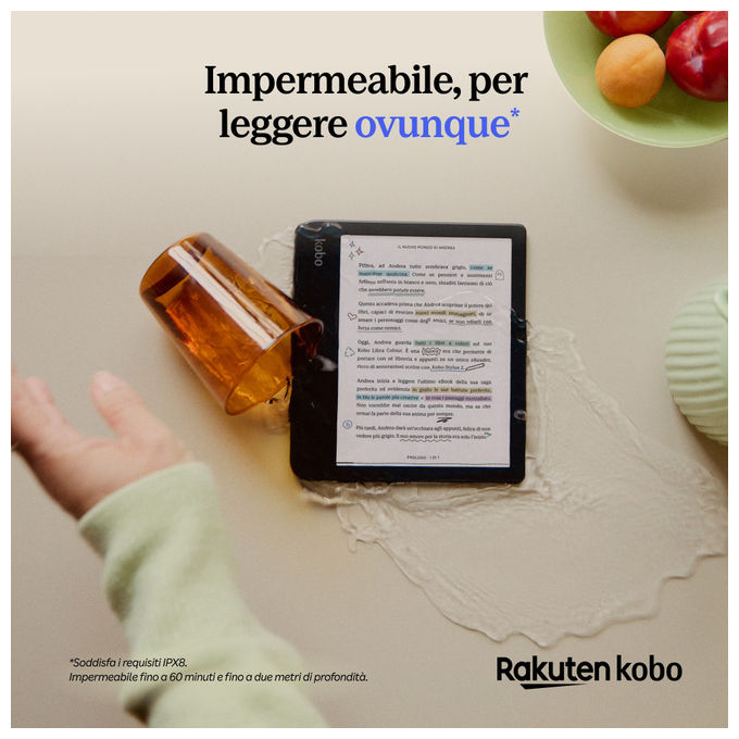 Kobo N428-KU-WH-K-CK Libra Colour eReader 7'' E Ink Kaleido 3 32 GB Wi-Fi Bluetooth IPX8 colore Bianco