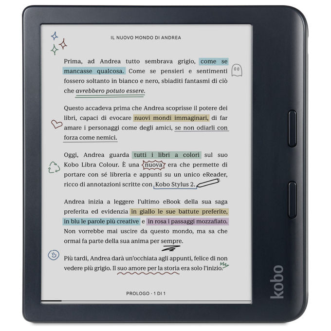 Kobo N428-KU-BK-K-CK Libra Colour eReader 7'' E Ink Kaleido 3 32 GB Wi-Fi Bluetooth IPX8 colore Nero