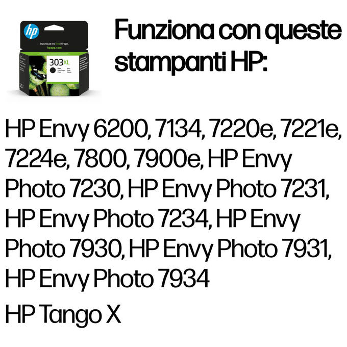 HP T6N04AE 303XL Cartuccia di inchiostro Alta capacita' Originale 600 pagine 12 ml colore Nero