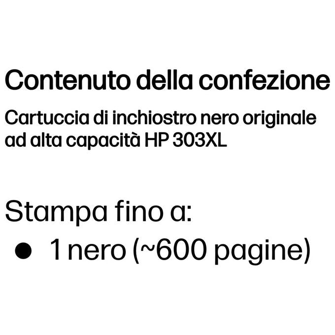 HP T6N04AE 303XL Cartuccia di inchiostro Alta capacita' Originale 600 pagine 12 ml colore Nero