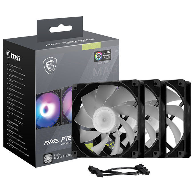 MSI MAG F120 ARGB-3RB MAG F120 Ventola Case 120mm ARGB 1300 rpm 26,9 dB Cuscinetto Idraulico 3 pezzi colore Nero