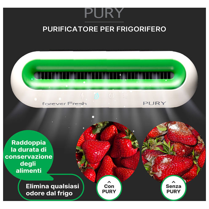 Macom 885 Enjoy and Relax Purificatore Frigorifero Ozono 50 mg-h 3 Livelli Ricaricabile autonomia 45 giorni colore Verde Bianco