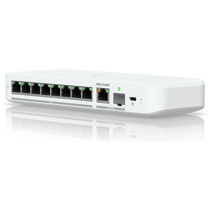 Ubiquiti USW-FLEX-2.5G-8 UniFi Flex Switch Gestito L2 8 Porte 2.5GbE Uplink 10G RJ45 SFP+ colore Bianco