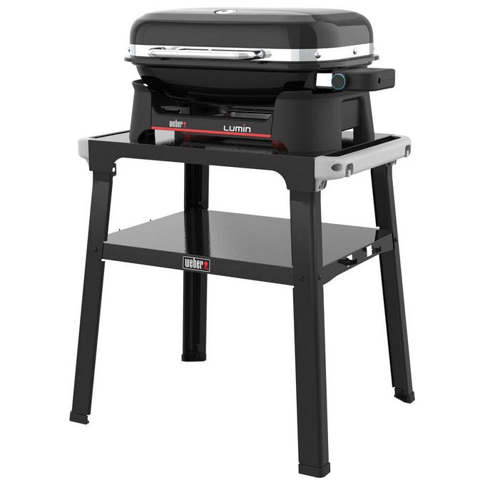 Weber 1501652 Lumin Barbecue Elettrico con Supporto 2200W 315°C Griglia Ghisa 49x33 cm Termometro colore Nero