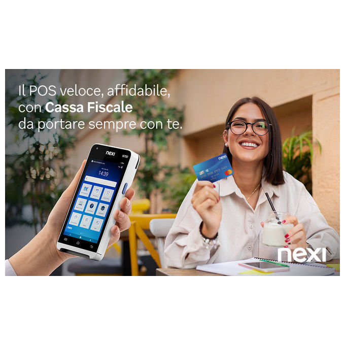 Nexi NEIN750 SmartPOS Mini Terminale POS Portatile Cassa Fiscale Integrata Wi-Fi 4G Android 5'' colore Nero Grigio