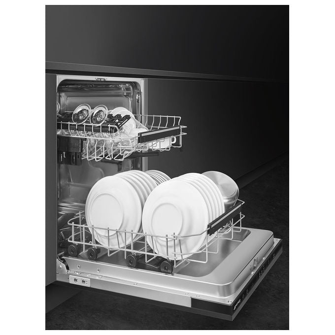 Smeg ST4522DIN Lavastoviglie da Incasso 9 coperti Classe D 44 dB Aquastop Inverter Apertura Automatica (82x45x55 cm) colore Nero