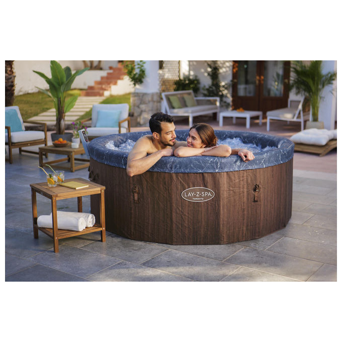 Bestway 6001W Lay-Z-Spa Toronto Idromassaggio AirJet 180 getti 1250 L 7 posti App SmartSpa 190x70 cm colore Marrone