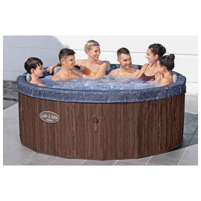 Bestway 6001W Lay-Z-Spa Toronto Idromassaggio AirJet 180 getti 1250 L 7 posti App SmartSpa 190x70 cm colore Marrone