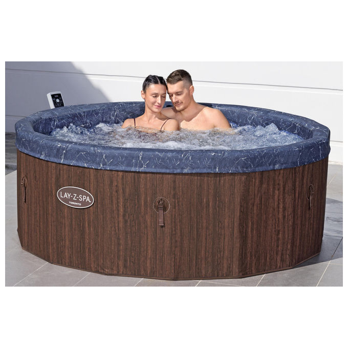 Bestway 6001W Lay-Z-Spa Toronto Idromassaggio AirJet 180 getti 1250 L 7 posti App SmartSpa 190x70 cm colore Marrone