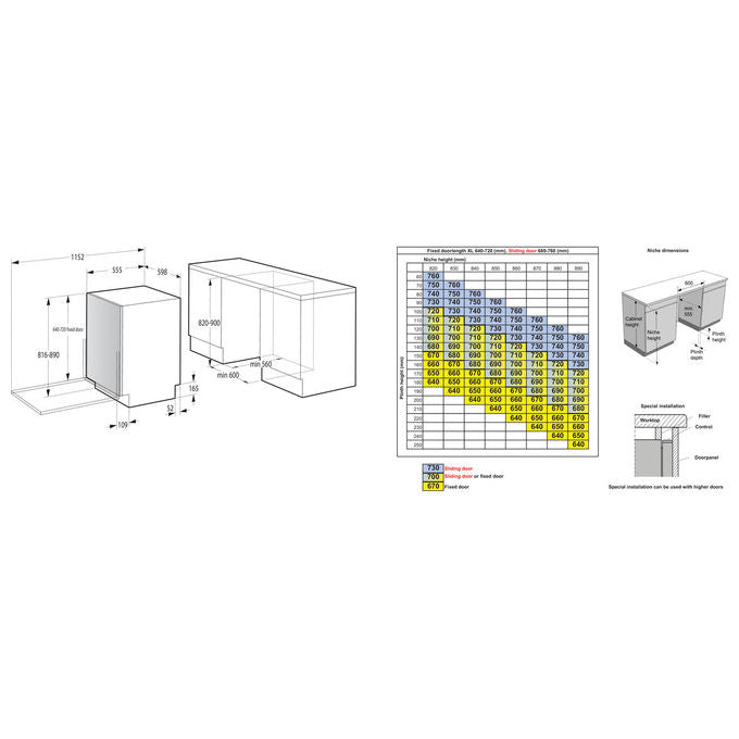 Hisense HV16A Lavastoviglie Incasso 16 coperti Classe A 43 dB Motore Inverter AutoDry Terzo Cesto (82x60x55 cm) colore Grigio