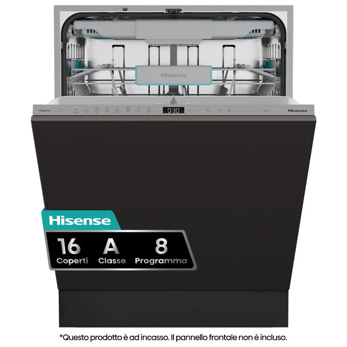 Hisense HV16A Lavastoviglie Incasso 16 coperti Classe A 43 dB Motore Inverter AutoDry Terzo Cesto (82x60x55 cm) colore Grigio