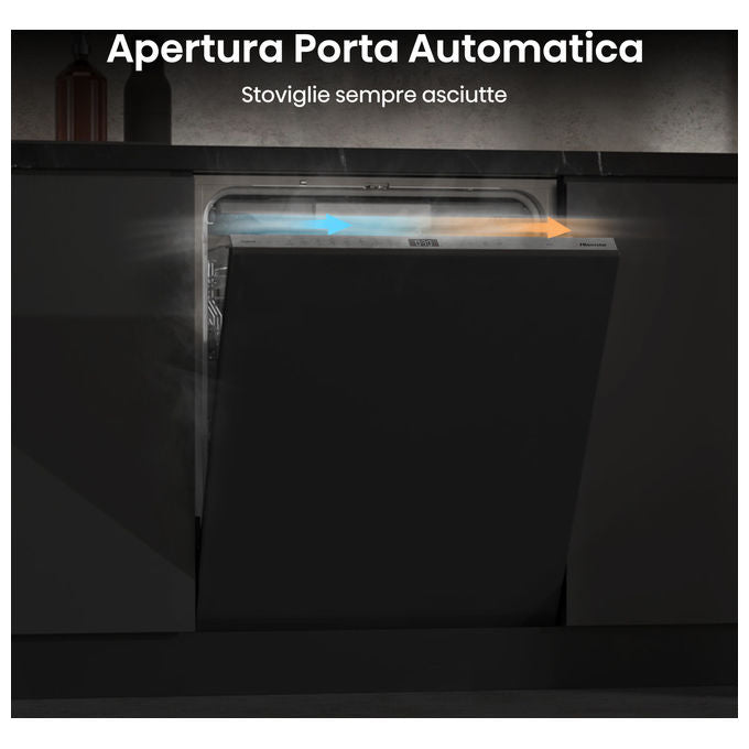 Hisense HV16A Lavastoviglie Incasso 16 coperti Classe A 43 dB Motore Inverter AutoDry Terzo Cesto (82x60x55 cm) colore Grigio