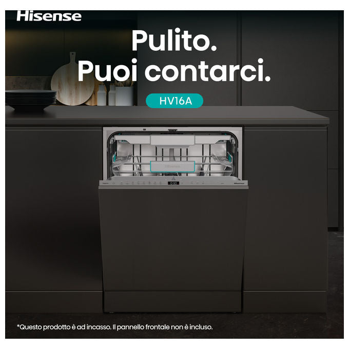 Hisense HV16A Lavastoviglie Incasso 16 coperti Classe A 43 dB Motore Inverter AutoDry Terzo Cesto (82x60x55 cm) colore Grigio