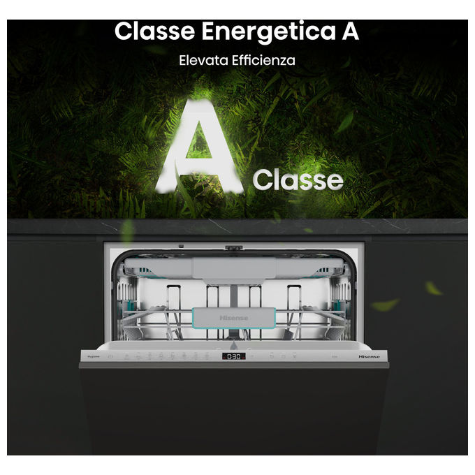 Hisense HV16A Lavastoviglie Incasso 16 coperti Classe A 43 dB Motore Inverter AutoDry Terzo Cesto (82x60x55 cm) colore Grigio