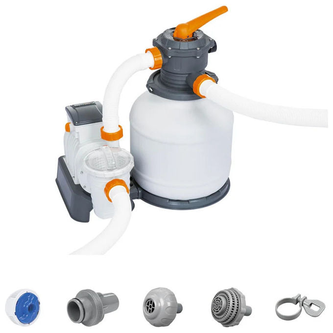 Bestway 58499 Flowclear Pompa Filtro a Sabbia 8327 L-h Piscine Fuori Terra 1100 54500 L Valvola 6 Posizioni Timer 280 W