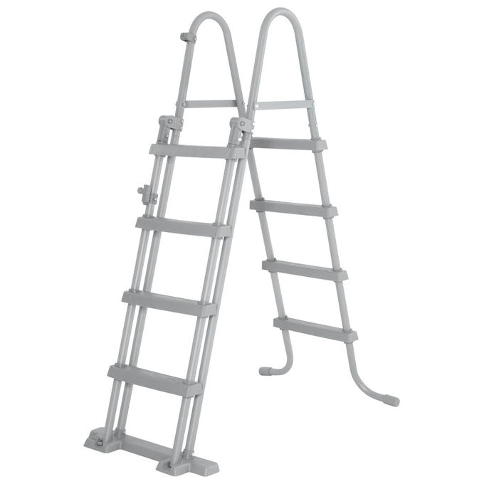 Bestway 58331 Flip and Lock Scaletta di Sicurezza Piscina Fuori Terra 122 cm Acciaio Antiruggine Gradini Antiscivolo 150 Kg