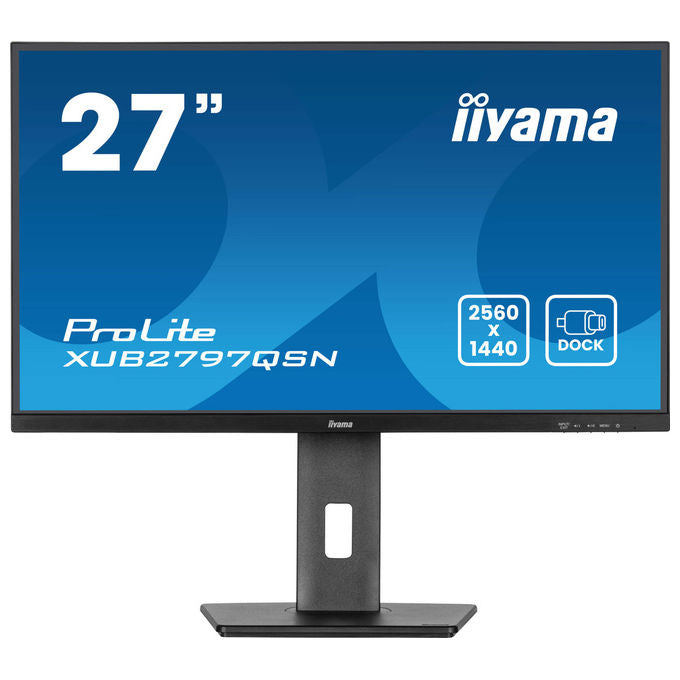 Iiyama XUB2797QSN-B2 ProLite Monitor PC 27'' QHD IPS 2560x1440 100Hz USB-C Dock 65W LAN RJ45 Altoparlanti colore Nero