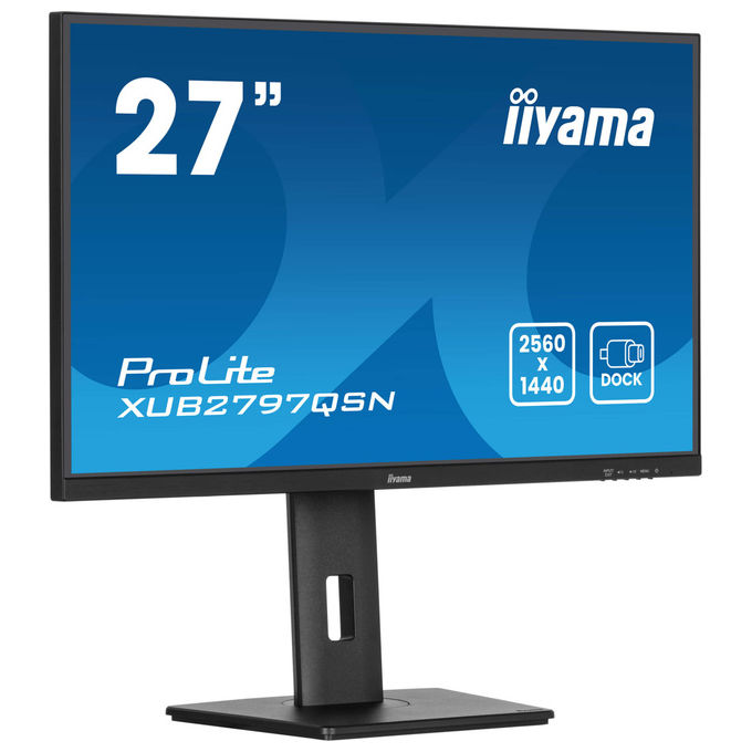 Iiyama XUB2797QSN-B2 ProLite Monitor PC 27'' QHD IPS 2560x1440 100Hz USB-C Dock 65W LAN RJ45 Altoparlanti colore Nero