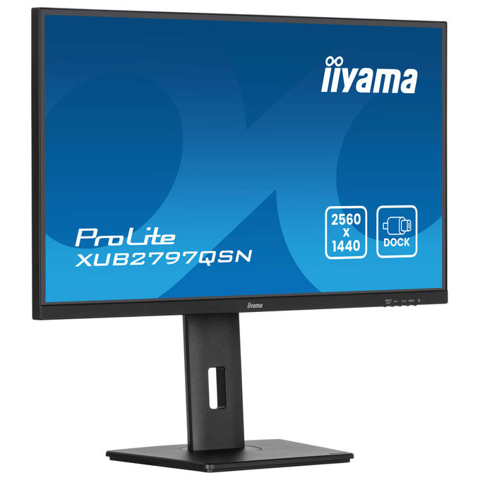 Iiyama XUB2797QSN-B2 ProLite Monitor PC 27'' QHD IPS 2560x1440 100Hz USB-C Dock 65W LAN RJ45 Altoparlanti colore Nero