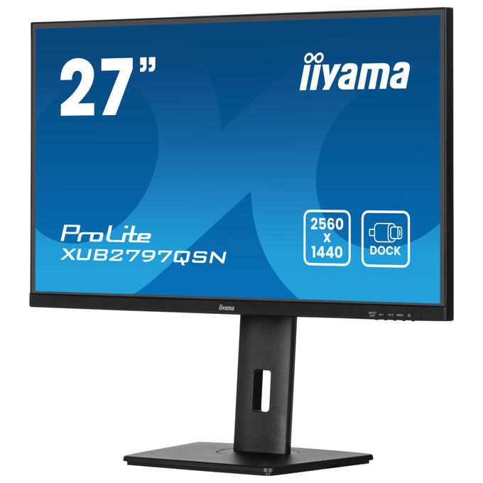 Iiyama XUB2797QSN-B2 ProLite Monitor PC 27'' QHD IPS 2560x1440 100Hz USB-C Dock 65W LAN RJ45 Altoparlanti colore Nero