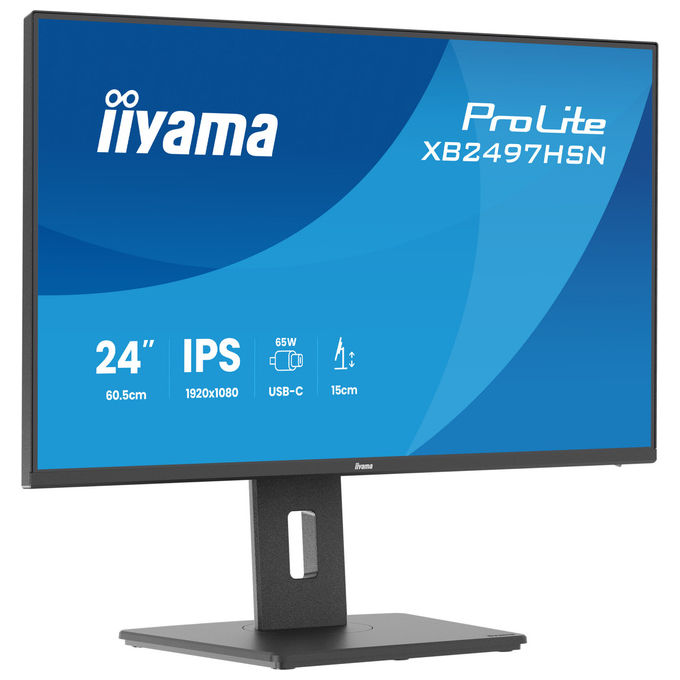 Iiyama XB2497HSN-B1 ProLite Monitor PC 23.8'' IPS Full HD 100Hz 1ms USB-C 65W Hub USB 3.2 LAN AMD FreeSync colore Nero