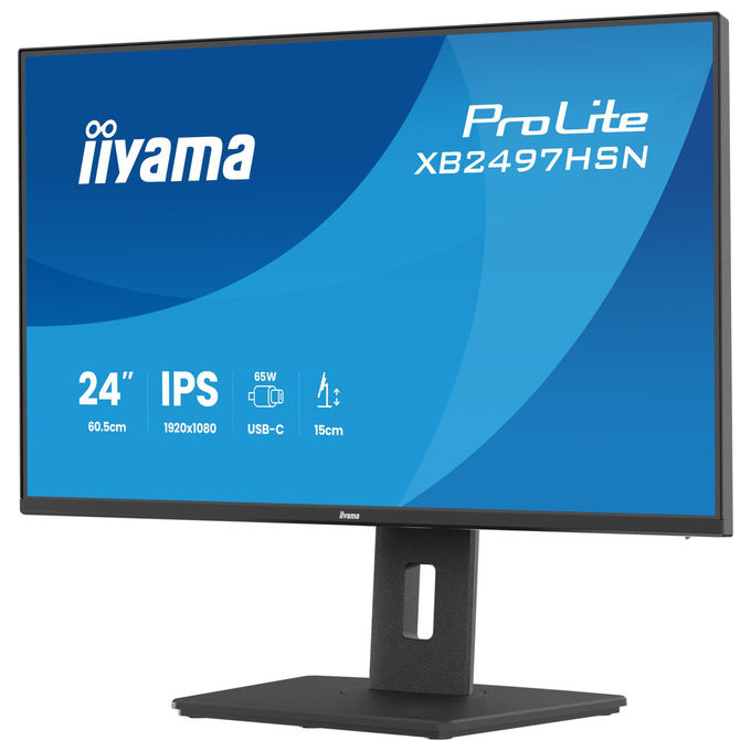 Iiyama XB2497HSN-B1 ProLite Monitor PC 23.8'' IPS Full HD 100Hz 1ms USB-C 65W Hub USB 3.2 LAN AMD FreeSync colore Nero