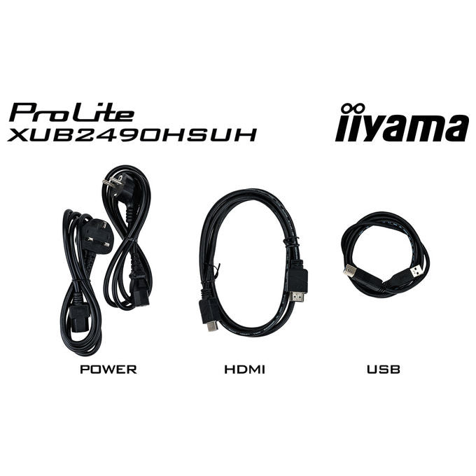 Iiyama XUB2490HSUH-B2 ProLite Monitor PC 23,8'' IPS Full HD 100Hz Webcam 5MP Hub USB 3.2 Flicker Free colore Nero