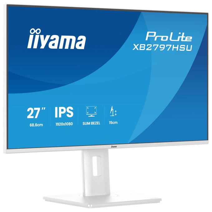 Iiyama XB2797HSU-W1 ProLite Monitor PC 27'' Full HD IPS 120Hz 1ms AMD FreeSync Hub USB 3.2 Altoparlanti colore Bianco