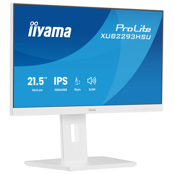 Iiyama XUB2293HSU-W7 ProLite Monitor PC 21.5'' Full HD IPS LED 100Hz 1ms Hub USB 2.0 Altoparlanti Supporto Regolabile colore Bianco