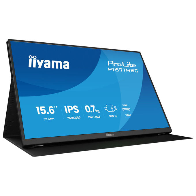 Iiyama P1671HSC-B1 ProLite Monitor Portatile IPS 15.6'' Full HD 1920x1080 USB-C HDMI Altoparlanti Flicker Free colore Nero