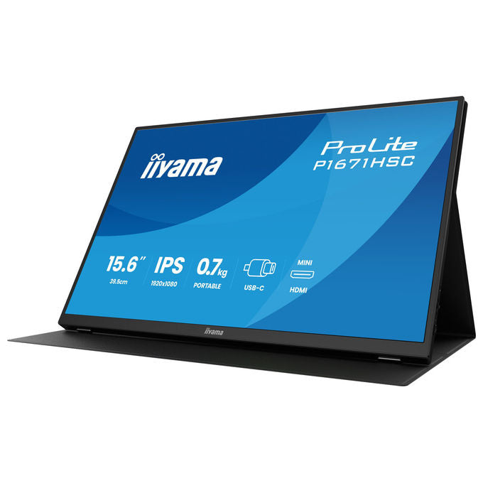Iiyama P1671HSC-B1 ProLite Monitor Portatile IPS 15.6'' Full HD 1920x1080 USB-C HDMI Altoparlanti Flicker Free colore Nero