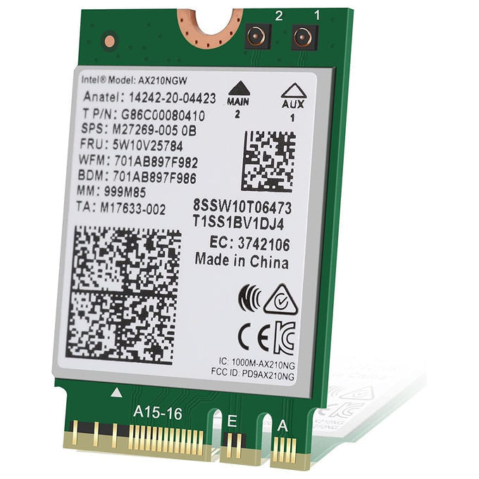 Intel AX210NGWGNV Adattatore Wi-Fi 6E Interno M.2 2230 Tri Band 2400 Mbit-s Bluetooth 5.2 MU-MIMO