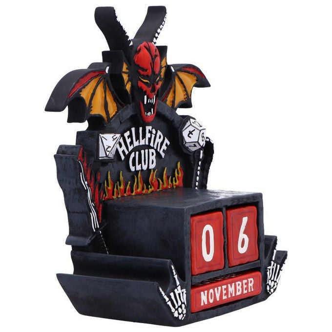 Nemesis Now B7350C25 Stranger Things Hellfire Club Calendario Perpetuo in Resina con Blocchi Intercambiabili 15 cm