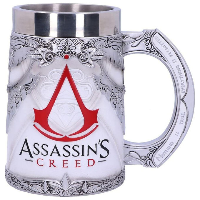 Nemesis Now B5296S0 Assassins Creed Boccale da Collezione in Resina con Inserto in Acciaio Inossidabile 300 ml 17,5 cm colore Bianco