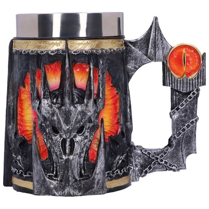 Nemesis Now B5896V2 Il Signore degli Anelli Boccale con Coperchio Sauron in Resina e Acciaio Inox 15,5 cm colore Multicolore