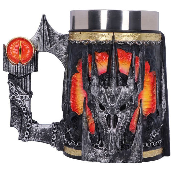Nemesis Now B5896V2 Il Signore degli Anelli Boccale con Coperchio Sauron in Resina e Acciaio Inox 15,5 cm colore Multicolore