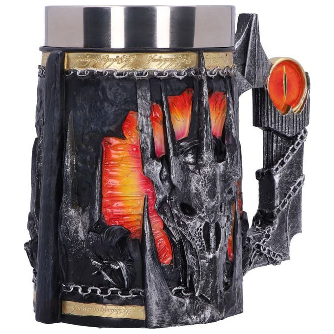 Nemesis Now B5896V2 Il Signore degli Anelli Boccale con Coperchio Sauron in Resina e Acciaio Inox 15,5 cm colore Multicolore