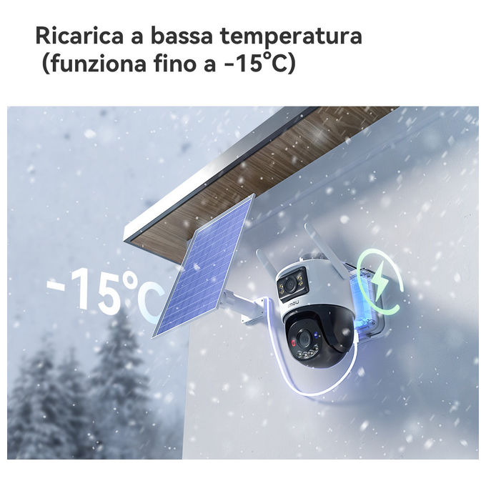 Imou IPC-SA70F-10M1T2-EU AOV Dual Kit Telecamera IP Esterna Doppia Ottica 10MP 4G Wi-Fi Batteria 10000 mAh Pannello Solare 8W IP66 colore Nero Bianco