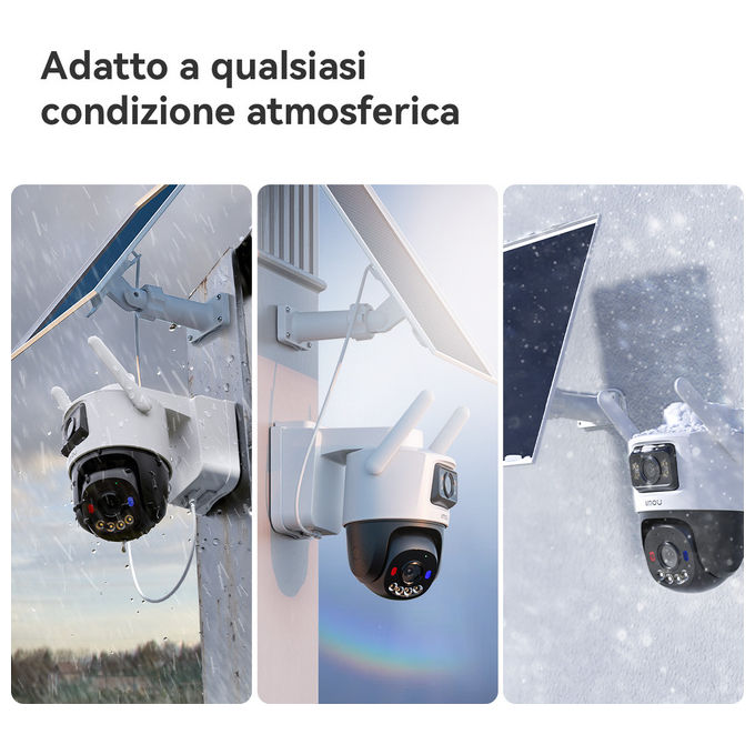 Imou IPC-SA70F-10M1T2-EU AOV Dual Kit Telecamera IP Esterna Doppia Ottica 10MP 4G Wi-Fi Batteria 10000 mAh Pannello Solare 8W IP66 colore Nero Bianco