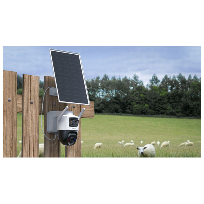 Imou IPC-SA70F-10M1T2-EU AOV Dual Kit Telecamera IP Esterna Doppia Ottica 10MP 4G Wi-Fi Batteria 10000 mAh Pannello Solare 8W IP66 colore Nero Bianco