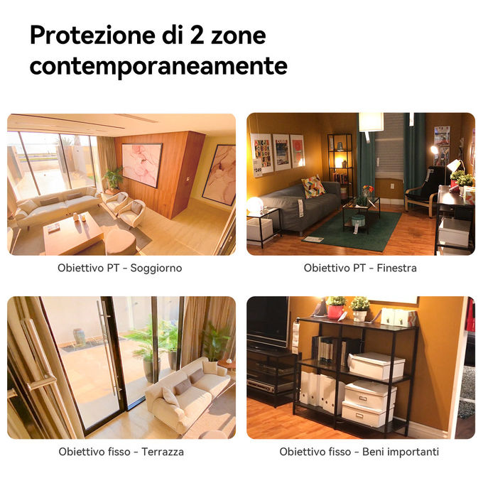 Imou IPC-S20EP-6M0S-IMOU A1 Dual Telecamera IP Wi-Fi 6 Dual Band Doppia Lente 6 MP Visione Notturna Rilevamento AI Audio Bidirezionale MicroSD 512 GB colore Nero Bianco
