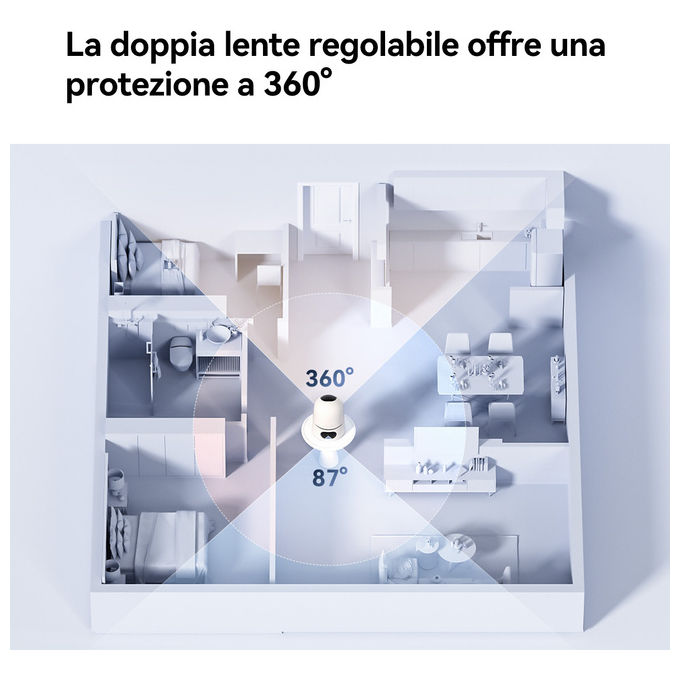 Imou IPC-S20EP-6M0S-IMOU A1 Dual Telecamera IP Wi-Fi 6 Dual Band Doppia Lente 6 MP Visione Notturna Rilevamento AI Audio Bidirezionale MicroSD 512 GB colore Nero Bianco