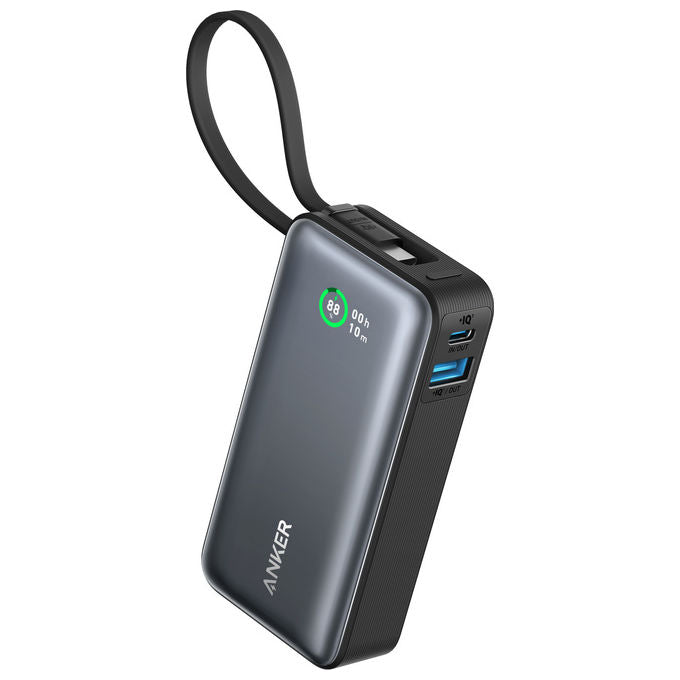 Anker A1259G11 545 Nano Power Bank 10000 mAh 30W ricarica rapida cavo USB-C integrato colore Nero