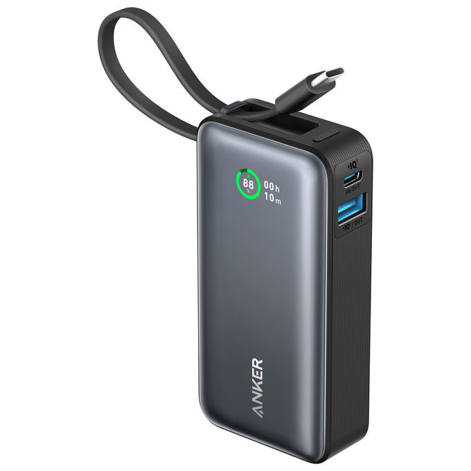 Anker A1259G11 545 Nano Power Bank 10000 mAh 30W ricarica rapida cavo USB-C integrato colore Nero