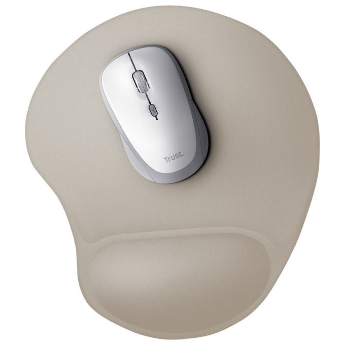 Trust 26012 Bigfoot Tappetino per Mouse Ergonomico Poggiapolsi in Gel Base Antiscivolo Superficie Microfibra colore Beige