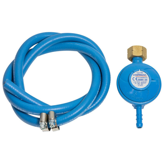 Campingaz 2208635 Kit Regolatore Fisso Tubo e Fascette per Bombola Attacco Italia Barbecue a Gas colore Blu