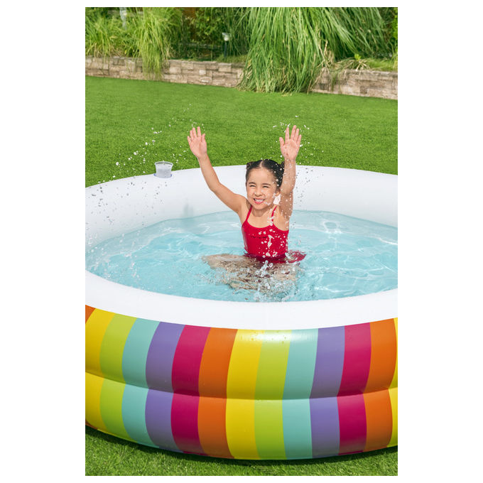 Bestway 54443 Rainbow Dreams Piscina Gonfiabile Rotonda 206x51 cm 632 L 2 Portabicchieri PVC colore Multicolore
