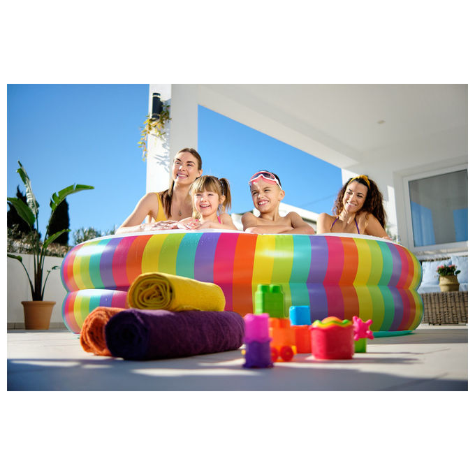 Bestway 54443 Rainbow Dreams Piscina Gonfiabile Rotonda 206x51 cm 632 L 2 Portabicchieri PVC colore Multicolore